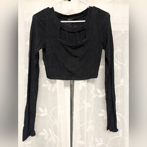 Joyce Leslie Black Long Sleeve Crop Top
